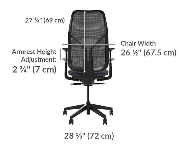 align chair has a base width of twenty eight and one third inches